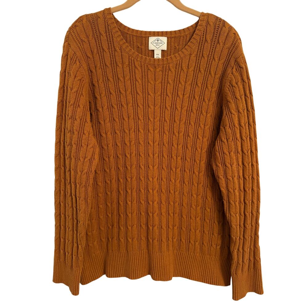 St John’s Bay Women's Classic Cable Knit Fall Rust Crewneck Fitted Sweater XXL